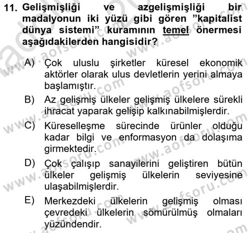 Yeni Toplumsal Hareketler Dersi 2022 - 2023 Yılı (Vize) Ara Sınav Soruları 11. Soru