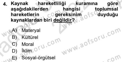 Yeni Toplumsal Hareketler Dersi Ara Sınavı Deneme Sınav Soruları 4. Soru