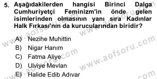 Yeni Toplumsal Hareketler Dersi Ara Sınavı Deneme Sınav Soruları 5. Soru