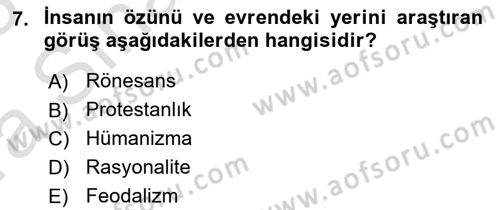 Yeni Toplumsal Hareketler Dersi Ara Sınavı Deneme Sınav Soruları 7. Soru