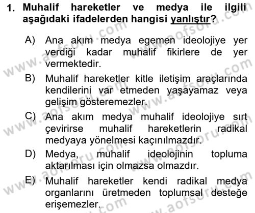 Yeni Toplumsal Hareketler Dersi 2022 - 2023 Yılı (Final) Dönem Sonu Sınav Soruları 1. Soru