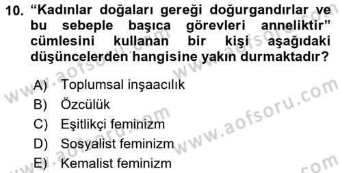 Yeni Toplumsal Hareketler Dersi 2022 - 2023 Yılı (Final) Dönem Sonu Sınav Soruları 10. Soru