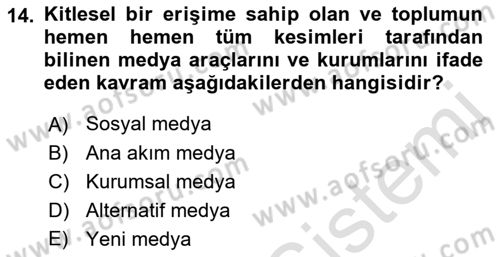 Yeni Toplumsal Hareketler Dersi 2022 - 2023 Yılı (Final) Dönem Sonu Sınav Soruları 14. Soru