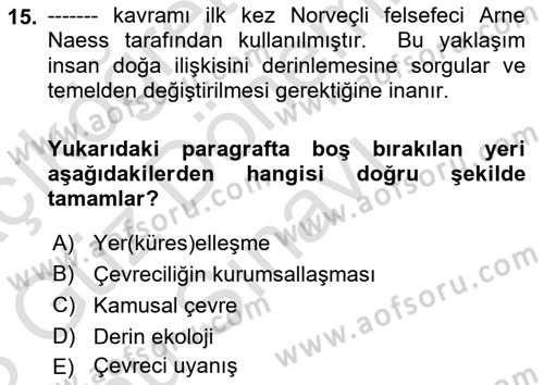 Yeni Toplumsal Hareketler Dersi 2022 - 2023 Yılı (Final) Dönem Sonu Sınav Soruları 15. Soru