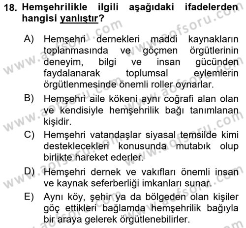Yeni Toplumsal Hareketler Dersi 2022 - 2023 Yılı (Final) Dönem Sonu Sınav Soruları 18. Soru