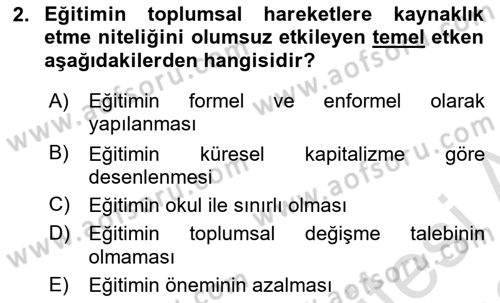 Yeni Toplumsal Hareketler Dersi 2022 - 2023 Yılı (Final) Dönem Sonu Sınav Soruları 2. Soru