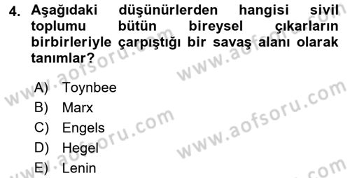 Yeni Toplumsal Hareketler Dersi 2022 - 2023 Yılı (Final) Dönem Sonu Sınav Soruları 4. Soru