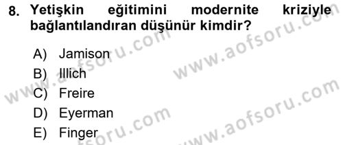 Yeni Toplumsal Hareketler Dersi 2022 - 2023 Yılı (Final) Dönem Sonu Sınav Soruları 8. Soru