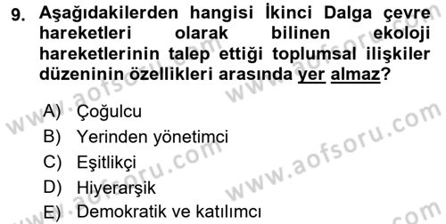 Yeni Toplumsal Hareketler Dersi 2022 - 2023 Yılı (Final) Dönem Sonu Sınav Soruları 9. Soru