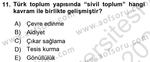 Yeni Toplumsal Hareketler Dersi 2022 - 2023 Yılı Yaz Okulu Sınav Soruları 11. Soru