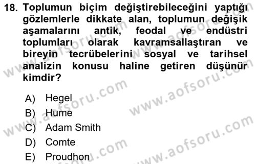 Yeni Toplumsal Hareketler Dersi 2022 - 2023 Yılı Yaz Okulu Sınav Soruları 18. Soru