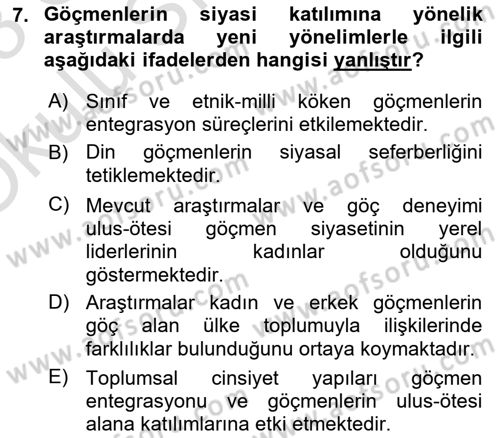 Yeni Toplumsal Hareketler Dersi 2022 - 2023 Yılı Yaz Okulu Sınav Soruları 7. Soru