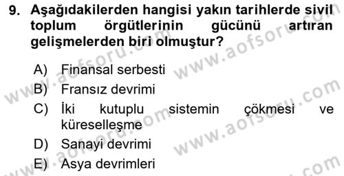 Yeni Toplumsal Hareketler Dersi 2022 - 2023 Yılı Yaz Okulu Sınav Soruları 9. Soru