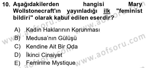 Yeni Toplumsal Hareketler Dersi 2023 - 2024 Yılı (Vize) Ara Sınav Soruları 10. Soru