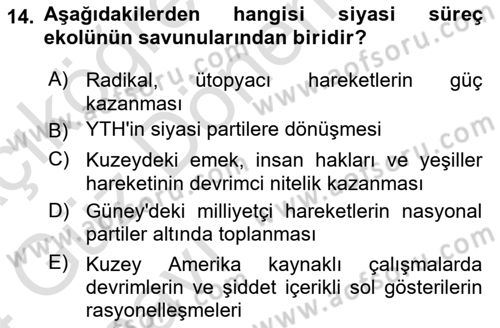 Yeni Toplumsal Hareketler Dersi Ara Sınavı Deneme Sınav Soruları 14. Soru
