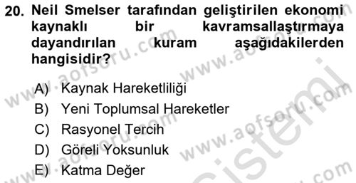 Yeni Toplumsal Hareketler Dersi 2023 - 2024 Yılı (Vize) Ara Sınav Soruları 20. Soru