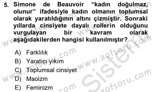 Yeni Toplumsal Hareketler Dersi 2023 - 2024 Yılı (Vize) Ara Sınav Soruları 5. Soru
