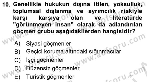 Yeni Toplumsal Hareketler Dersi 2023 - 2024 Yılı (Final) Dönem Sonu Sınav Soruları 10. Soru
