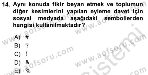 Yeni Toplumsal Hareketler Dersi 2023 - 2024 Yılı (Final) Dönem Sonu Sınav Soruları 14. Soru