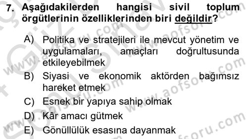 Yeni Toplumsal Hareketler Dersi 2023 - 2024 Yılı (Final) Dönem Sonu Sınav Soruları 7. Soru