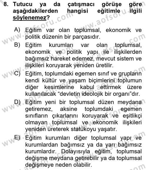 Yeni Toplumsal Hareketler Dersi 2023 - 2024 Yılı (Final) Dönem Sonu Sınav Soruları 8. Soru