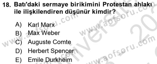Yeni Toplumsal Hareketler Dersi 2023 - 2024 Yılı Yaz Okulu Sınav Soruları 18. Soru