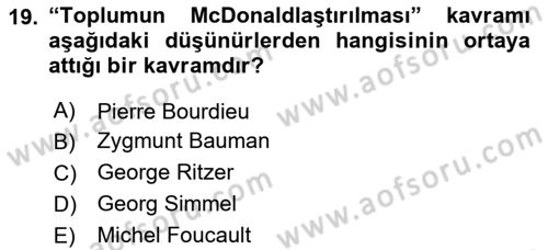 Yeni Toplumsal Hareketler Dersi 2023 - 2024 Yılı Yaz Okulu Sınav Soruları 19. Soru