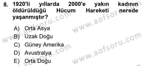 Yeni Toplumsal Hareketler Dersi 2024 - 2025 Yılı (Vize) Ara Sınav Soruları 8. Soru