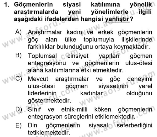 Yeni Toplumsal Hareketler Dersi 2024 - 2025 Yılı (Final) Dönem Sonu Sınav Soruları 1. Soru