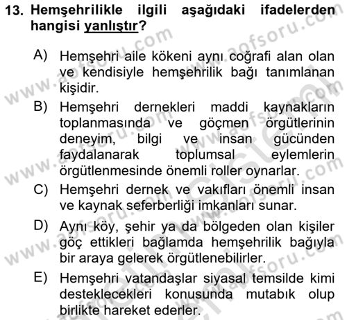 Yeni Toplumsal Hareketler Dersi 2024 - 2025 Yılı (Final) Dönem Sonu Sınav Soruları 13. Soru