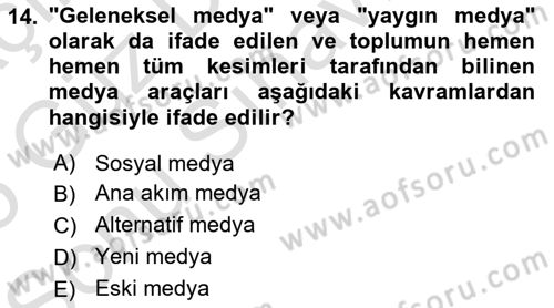 Yeni Toplumsal Hareketler Dersi 2024 - 2025 Yılı (Final) Dönem Sonu Sınav Soruları 14. Soru
