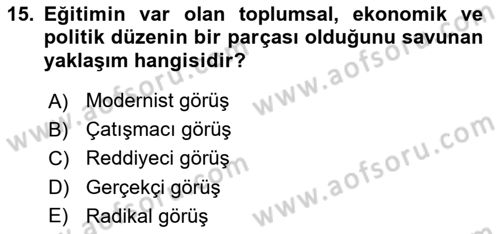 Yeni Toplumsal Hareketler Dersi 2024 - 2025 Yılı (Final) Dönem Sonu Sınav Soruları 15. Soru