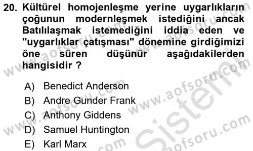 Yeni Toplumsal Hareketler Dersi 2024 - 2025 Yılı (Final) Dönem Sonu Sınav Soruları 20. Soru