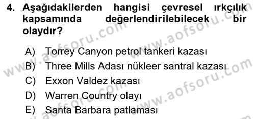 Yeni Toplumsal Hareketler Dersi 2024 - 2025 Yılı (Final) Dönem Sonu Sınav Soruları 4. Soru