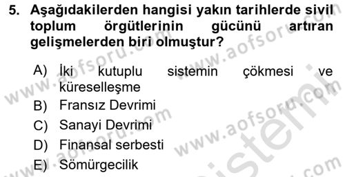 Yeni Toplumsal Hareketler Dersi 2024 - 2025 Yılı (Final) Dönem Sonu Sınav Soruları 5. Soru