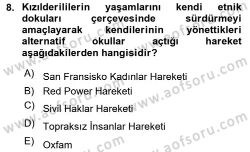 Yeni Toplumsal Hareketler Dersi 2024 - 2025 Yılı (Final) Dönem Sonu Sınav Soruları 8. Soru