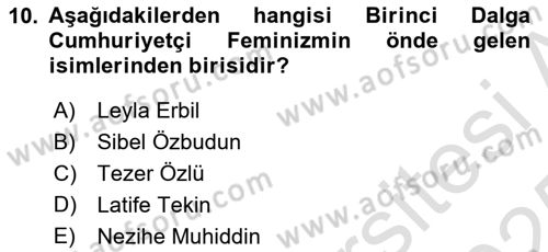 Yeni Toplumsal Hareketler Dersi 2024 - 2025 Yılı Yaz Okulu Sınav Soruları 10. Soru