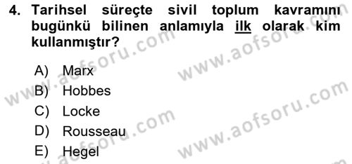 Yeni Toplumsal Hareketler Dersi 2024 - 2025 Yılı Yaz Okulu Sınav Soruları 4. Soru