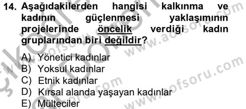 Toplumsal Cinsiyet Çalışmaları Dersi 2012 - 2013 Yılı (Vize) Ara Sınav Soruları 14. Soru