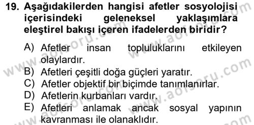 Toplumsal Cinsiyet Çalışmaları Dersi 2012 - 2013 Yılı (Vize) Ara Sınav Soruları 19. Soru