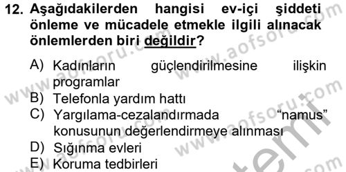 Toplumsal Cinsiyet Çalışmaları Dersi 2012 - 2013 Yılı (Final) Dönem Sonu Sınav Soruları 12. Soru
