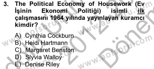 Toplumsal Cinsiyet Çalışmaları Dersi 2012 - 2013 Yılı (Final) Dönem Sonu Sınav Soruları 3. Soru