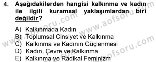 Toplumsal Cinsiyet Çalışmaları Dersi 2012 - 2013 Yılı (Final) Dönem Sonu Sınav Soruları 4. Soru