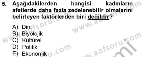 Toplumsal Cinsiyet Çalışmaları Dersi 2012 - 2013 Yılı (Final) Dönem Sonu Sınav Soruları 5. Soru