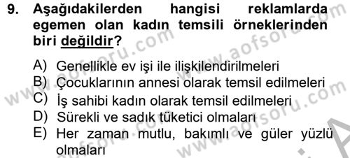 Toplumsal Cinsiyet Çalışmaları Dersi 2012 - 2013 Yılı (Final) Dönem Sonu Sınav Soruları 9. Soru