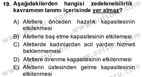 Toplumsal Cinsiyet Çalışmaları Dersi 2013 - 2014 Yılı (Vize) Ara Sınav Soruları 19. Soru