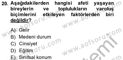 Toplumsal Cinsiyet Çalışmaları Dersi 2013 - 2014 Yılı (Vize) Ara Sınav Soruları 20. Soru
