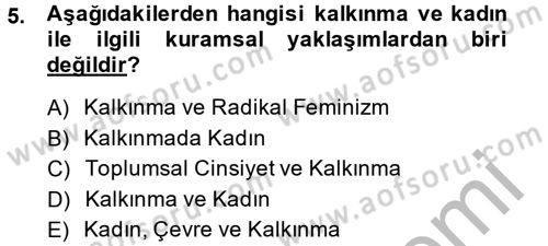 Toplumsal Cinsiyet Çalışmaları Dersi 2013 - 2014 Yılı (Final) Dönem Sonu Sınav Soruları 5. Soru