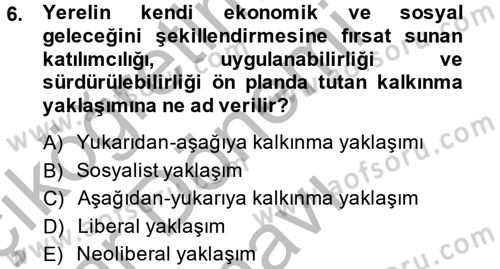 Toplumsal Cinsiyet Çalışmaları Dersi 2013 - 2014 Yılı (Final) Dönem Sonu Sınav Soruları 6. Soru