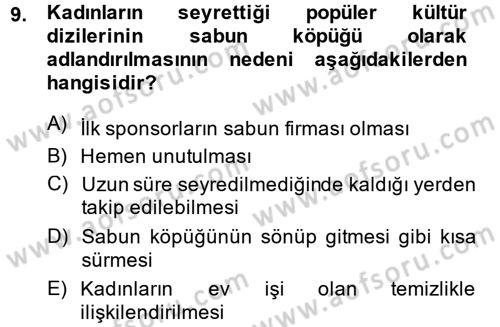Toplumsal Cinsiyet Çalışmaları Dersi 2013 - 2014 Yılı (Final) Dönem Sonu Sınav Soruları 9. Soru